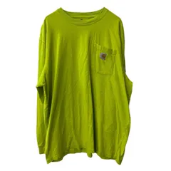 Carhartt 長袖 ロゴTシャツ XL ライトグリーン カーハート メキシコ製 コットン100％ 袖プリント ロングTシャツ カットソー a709-6565