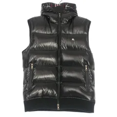 バーバリーブラックレーベル BURBERRY BLACK LABEL フーデッド ナイロン ダウンベスト M ブラック 黒 BMP62-11409 国内正規のサムネイル