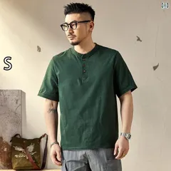 [S]メンズ 男性用 ファッション オシャレ シンプル 大人 かっこいい ストリート ヒップホップ HipHop アメリカンン 半袖 T シャツ 夏 薄手 綿 コットンラウンドネック ルーズ 半袖 ミリタリー グリーン 服