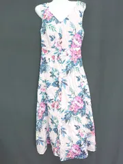 ◇ rienda リエンダ ストライプ 花柄 ノースリーブ ロング丈 ワンピース サイズＳ ピンク系 レディース P  【1407100028177】