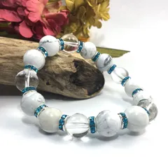 ハウライト&水晶 パワーストーン ブレスレット 天然石 12mm （ライトブルー）メンズ・レディース　男性 [j]・女性　数珠ブレス　開運 [j]