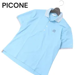 ICONE CLUB ピッコーネ クラブ ゴルフ 春夏 刺繍★ 半袖 鹿の子 ポロシャツ Sz.3 メンズ 水色 青系 日本製