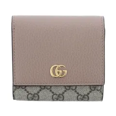【美品】GUCCI （グッチ） GGマーモント レザー ウォレット 財布 三つ折り財布(小銭入有) GG-marmont Beige 598587 used:A【中古】