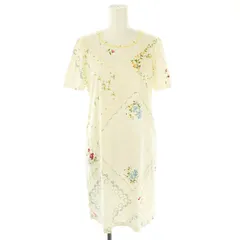 トリーバーチ TORY BURCH 花柄 スパンコール ワンピース ミニ 半袖 S アイボリー /AT ■OSのサムネイル