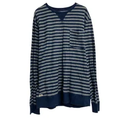 TOMMY HILFIGER ロゴスウェット トレーナー XXL ネイビー ボーダー 薄手 ビッグサイズ 古着卸 アメリカ仕入 a612-7988