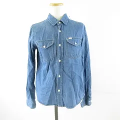 アースミュージック&エコロジー EARTH MUSIC & ECOLOGY Lee ダンガリーシャツ 長袖 青 M *T566