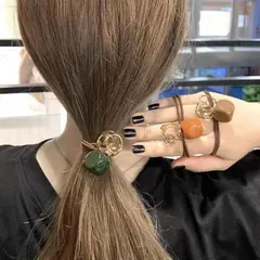 5本セット おしゃれ ヘアゴム  韓国風ゴム お洒落 大人可愛い カラービーズ 髪ゴム お出かけ 髪留め 髪飾り ヘアアレンジ まとめ髪 ヘアアクセサリー リングゴム カラフル 2連結び ヘアゴム 1120