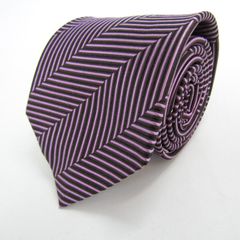 メイル&コー ブランド ネクタイ ストライプ柄 ヘリンボーン柄 シルク PO メンズ ネイビー MALE & Co 【中古】