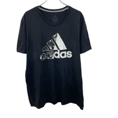 adidas 半袖 プリントTシャツ 2XL ブラック プルオーバー ビッグロゴ スポーティー アディダス 古着卸 アメリカ仕入 a705-5800