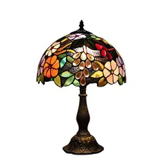 テーブルランプ ティファニー風ライト ステンドグラスランプ 手作り照明器具 卓上照明 花柄スタンド 1灯 D30cm