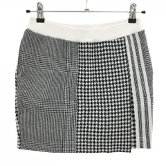 【美品】アディダス ニットスカート 白×黒 千鳥格子 グレンチェック ウエストゴム  レディース S ゴルフウェア adidas