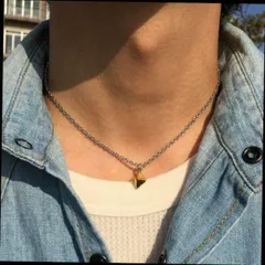 ジャケットに スタッズネックレス メンズ ゴールド 40cm