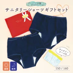 ジュニア用 サニタリーショーツ ギフト セット 【 昼用 & 夜用 2枚組 オリジナルサニタリーケース付 】 ポケット 吸水 羽根つき対応 ナプキン 生理 おりもの キッズ 女の子 ガールズ 小学生 子供用 初潮 プレゼント ラッピング無料 送料無料