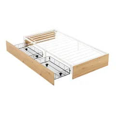 【新作】【ホワイト】 パイプベッド 折りたたみ ベッドフレーム シングル 軽量 持ち運び 組立簡単 ベッド 広げるだけで完成折りたたみベッド 下収納 シングルベッド 収納 コンパクト 折畳ベッド 引き出し収納 省スペース 一人暮らし