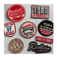 12041★ビンテージ風アメリカンな英字ロゴアイロンワッペン8枚