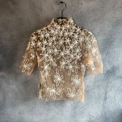 kasia kucharska/カシア クチャラスカ 花柄シースルートップス