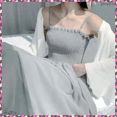 送料無料 キャミワンピース カーディガン2点セット レディース フレアロングワンピ シアーカーディガン セットアップ 韓国風春夏服シャーリングワンピ 大人可愛い羽織り透け感 ビーチワンピース夏 ミモレ丈ワンピース フリルワンピ着やせ