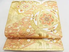 平和屋着物■六通柄袋帯　佐賀錦　宴舞　正倉院花蝶文　金糸　逸品　DAAF0186mz