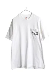 【お得なクーポン配布中!】 80s USA製 トカゲ イラスト プリント ポケット付き Tシャツ メンズ XL / オールド ポケT グラフィック シングルステッチ 大きいサイズ 白