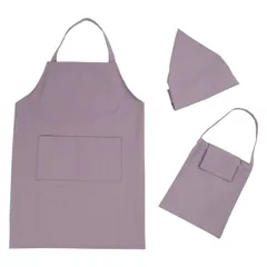 キッズエプロン新品エプロン三角巾収納袋3点セットダークグレー　かぶるだけ　1人で着られる　防水加工マジックテープ式名前タグ付き エプロン おしゃれ 学校用 料理実習 防水 家庭用