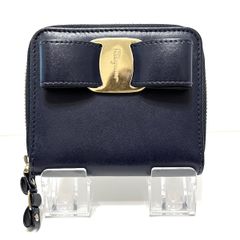 SalvatoreFerragamo(サルバトーレフェラガモ) 2つ折り財布 ヴァラ 22D278 ダークネイビー ラウンドファスナー レザー