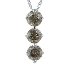 K18WG ホワイトゴールド ネックレス ブラウンダイヤモンド 1.0ct 3連 トリロジー 42cm【新品仕上済】【zz】【中古】
