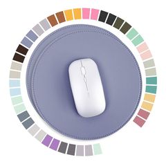YSAGi マウスパッド PUレザー 埃 水防止 たくさんの色 滑り止め 薄型マウスパッド 耐久性良い 光学式マウス対応 二枚セット（丸型，藤色） 1