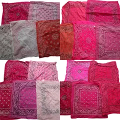 古着卸 まとめ売り ペイズリー柄 バンダナ  小物 20枚セット (ユニセックス ) ショッキングピンク ライトピンク 中古 古着 NA7904