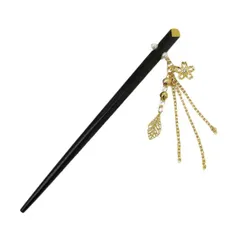 一本差し 髪飾り 成人式 振袖 前撮り 袴 浴衣 かんざし 桜 さくら 黒 黄色 ゴールド パール 下がり リーフ 葉 和柄 おしゃれ No.10-0431
