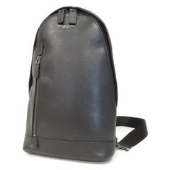 28093 MICHAEL KORS マイケルコース ロゴ 本革 シボ革 レザー シルバー金具 スリングバッグ ボディバッグ ワンショルダー 斜め掛け ショルダーバッグ 黒 ブラック メンズ