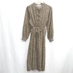 ◇ Θ◎ w closet ダブルクローゼット 花柄 長袖 ロング ワンピース サイズM ブラウン系 レディース E  【1501230033756】