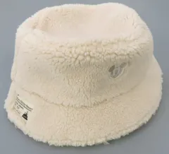 【中古】帽子 ミッキーマウス(英語ロゴ/フェイス) ボア製バケットハット ホワイト 「ディズニー」 東京ディズニーリゾート限定