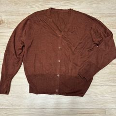 Spick & Span スピック アンド スパン ハイゲージ リネン Vネック カーディガン F フリーサイズ ブラウン 茶色 美品
