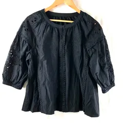  スタイルラヴィー Style Ravie ブラウス カットソー レース フリル コットン100％ ブラック 13サイズ 2025062400016