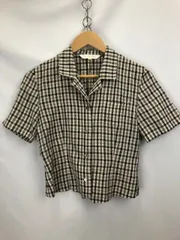 OLD Burberrys チェック　オープンカラー　リネンコットン混　半袖　シャツ　FE071-623 　サイズ7　06022104　02