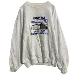 HOLOUBEK ロゴスウェット トレーナー M ホワイト ブルー プルオーバー USA製 古着卸 アメリカ仕入 a612-5083