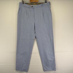 古着 バーバリー BURBERRY チノパンツ タックパンツ ロゴ刺繍 テーパード スラックス 大きいサイズ 44  ブルー メンズ