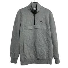 PUMA ロゴスウェット トレーナー プーマ S グレー ハーフジップ ポケット 古着卸 アメリカ仕入 a612-6976