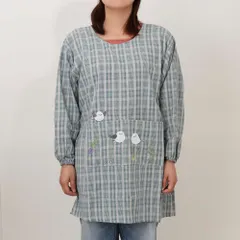 ☆ ブルー ☆ アップリケカッポ― 割烹着おしゃれ エプロン かっぽう着 スモック おしゃれ 前掛け シンプル かっぽうぎ レディース 女性 大人 ルームウェア 長袖 防寒 油跳ね防止 キッチン 母の日 敬老の日 介護士 看護師 保育士 給食 ギフト 贈り物