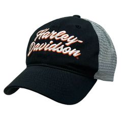 Harley-Davidson ハーレーダビッドソン メンズ 刺繍 メッシュ ベースボールキャップ ブラック