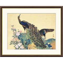 宮越鳳鳴 金箔アート（彫金画・七宝工芸） 孔雀牡丹図 絵画 日本画 古