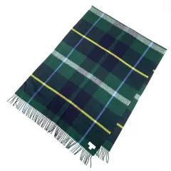 美品 Joshua Ellis ジョシュアエリス  ストール  グリーン 大判 チェック フリンジ カシミヤ100％ レディース　240001129789