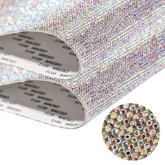 ラインストーンシール 自己粘着 デコシール クリスタル 2枚セット 大判 DIY キラキラ装飾 NYANDELMO (オーロラシルバー6号, 24×20CM) [オーロラシルバー6号] [24×20CM]