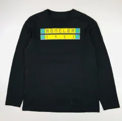 MONCLER★モンクレール・GENIUS T-SHIRTS LS DOUBLE GRID メンズ ブランドアイコンワッペン付き ブランドロゴデザインプリント ロングスリーブTシャツ ロンT 2021年モデル(M)ブラック 秋冬物 カジュアル ロンTのサムネイル