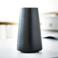 花瓶 フラワーベース 花器 セラミック ホワイトブラック おしゃれ 北欧 陶器 生け花 インテリア 家の装飾 (ブラック-小さい(高さ:15cm)) 0