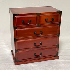 箪笥　民芸家具 打ち出し金具　5段引き出し　和レトロ　中古品 たんす 和ダンス 民芸調 チェスト 幅67 引出し5杯 タンス 引出