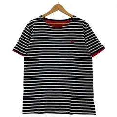 BURBERRY BLACK LABEL バーバリーブラックレーベル ボーダー ロゴ刺繡半袖Ｔシャツ size3/ネイビー×ホワイト