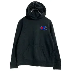Champion ロゴスウェット パーカー キッズ M ブラック チャンピオン プルオーバー 裏起毛 古着卸 アメリカ仕入 a612-7597のサムネイル