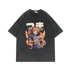 90sリメイク ヴィンテージTシャツ セーラームーン 男女兼用 オーバーサイズ ストリートファッション アニメプリント 做旧加工 綿100% ゆったり 夏 音楽フェス 05