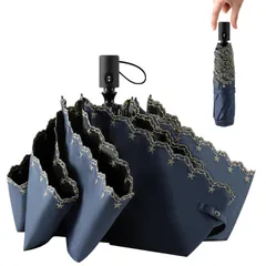 【数量限定】耐風撥水 6本骨 紫外線カット レディース コンパクト 晴雨兼用 女性 折り畳み傘 遮光遮熱 星柄刺繍 大きい 自動開閉 uvカット 日傘 母の日プレゼント 250g 軽量 丈夫 折りたたみ傘